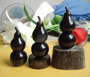 【需预定】一流的材质大号特制黑牦牛角葫芦摆件※文玩收藏