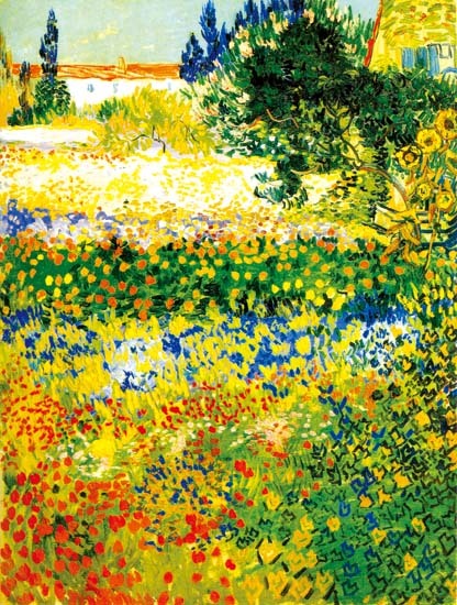 超清晰彩色十字绣重绘图纸/源文件 梵高 鲜花盛开的田园