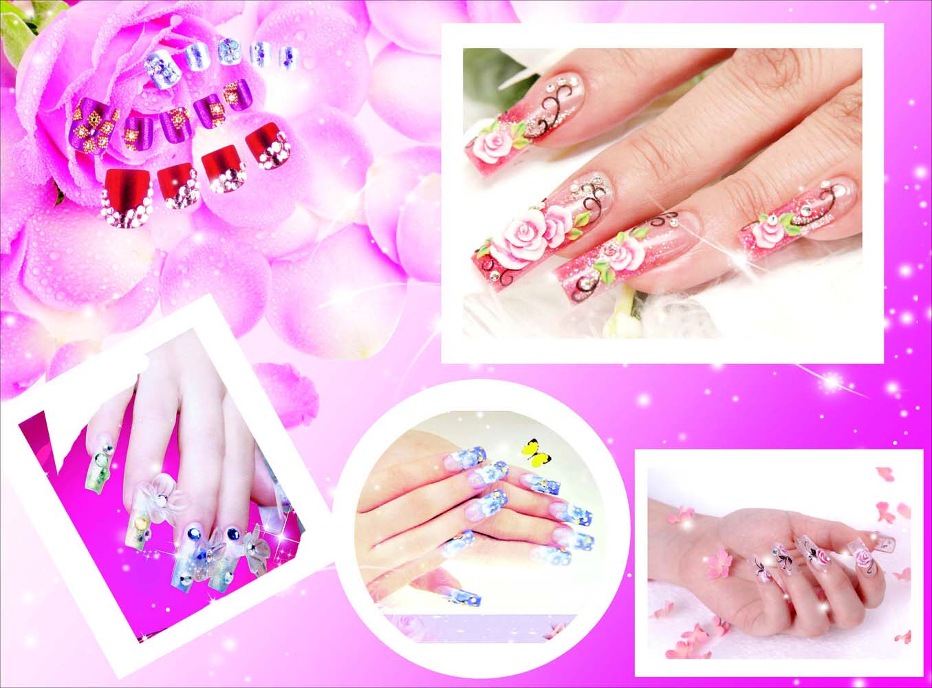 704海报印制海报展板写真喷绘贴纸素材177美甲美容亮甲美甲花纹图