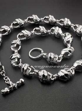 霸气风骷髅头钛钢项链饰品