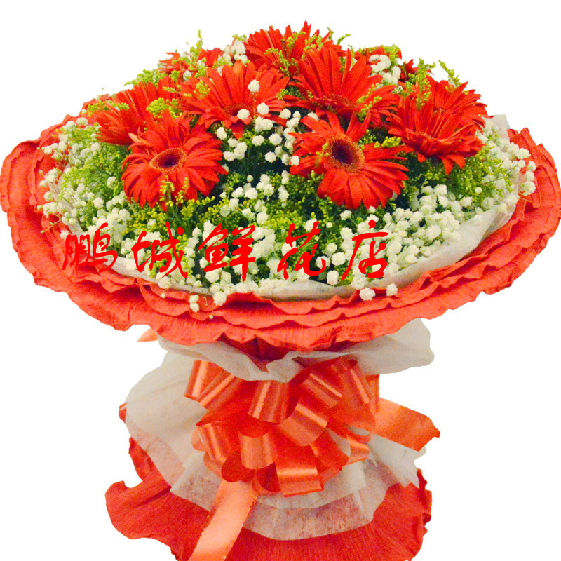 红色扶郎非洲菊2小时花束推荐送