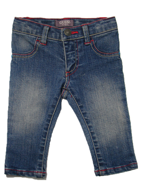 哟呼！3-6个月蓝色全棉水洗牛仔长裤40556