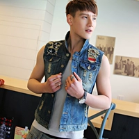 Áo khoác vest nam denim cá tính của nam giới - Dệt kim Vest áo cardigan nam