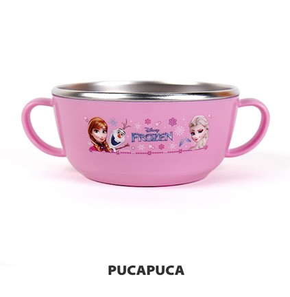 韩国进口 正品冰雪奇缘 儿童不锈钢双耳汤碗 儿童隔热把手碗 现货