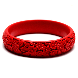 漆器红色漆雕手镯 雕漆首饰品本命年生日礼物 新娘首饰品镯子包邮