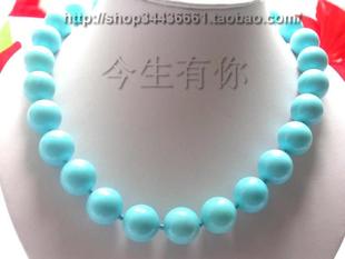 今生有你：天然16mm绿色松石项链