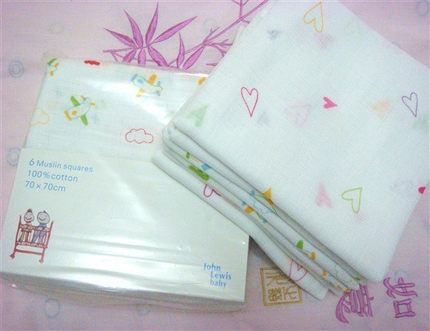 特价宝宝尿布纯棉彩色印花纱布尿布/全棉尿片70*70多用巾（6条）