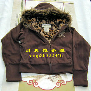 包邮清货 欧美JONA/THAN*STO/NE 女童带帽冬装仿虎皮内胆冬装棉服