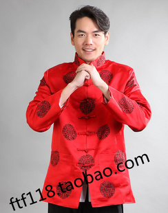 唐装男真丝绸长袖上衣中国风结婚礼服男民族古装汉服男装促销