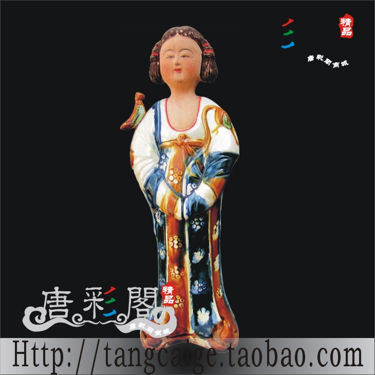 唐三彩做旧高仿古仕女高水旺贵妃送财送礼陶瓷工艺中国风礼品