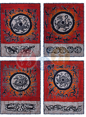 苗族手工蜡染画壁挂秦汉瓦当信插70x90cm酒店餐馆民族风装饰画