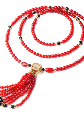 天然红玛瑙多层佛珠手链