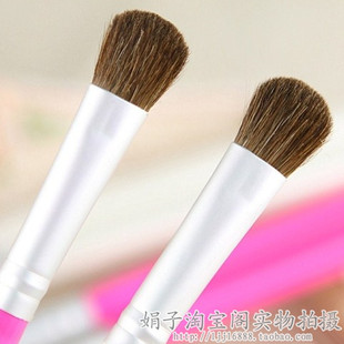 柔软纯小马毛眼影刷 晕染刷 高光刷 眼窝刷 长杆 玫红/白色