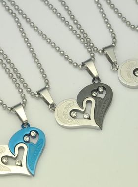 爱心钛钢不变色情侣项链