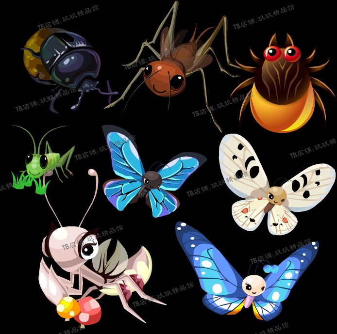 flash 矢量游戏 动物飞行动画昆虫蝴蝶虫子 蟑螂 螳螂素材文件