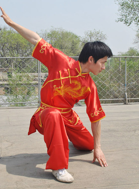丝绸刺绣凤太极服  长拳服 武术服装 南拳服 功夫服