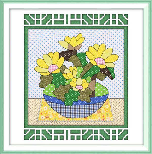 工厂直销diy手工布贴画拼布画材料包工具花草生命之花35*35cm