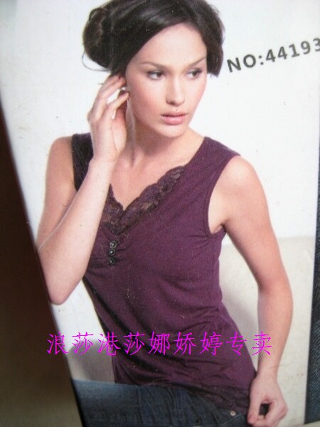 新款 品牌女末代尔蕾丝休闲背心  /黑色 44193