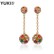 YUKI jewelry earring girl Korea Korean version of the original Crystal ear jewelry new woman love gifts