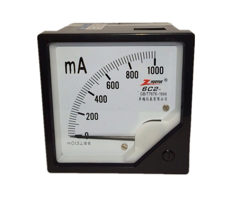 卓越仪表 直流电流表 6C2-A 1000mA 励磁电流表  毫安表 76*76
