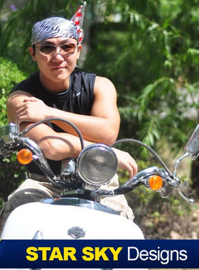 星曌●男士丝巾男式包头巾朋克机车头巾霸气黑白色老虎纹SJT1353