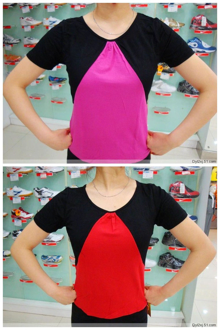 丝光棉半袖拼色舞蹈上衣4119舞蹈服/练功服/瑜珈服形体服广场舞服