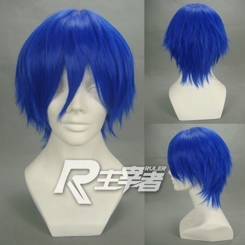 假发cosplay假毛maganet大哥v家kaito始音 蓝色反翘现货收脸 短发