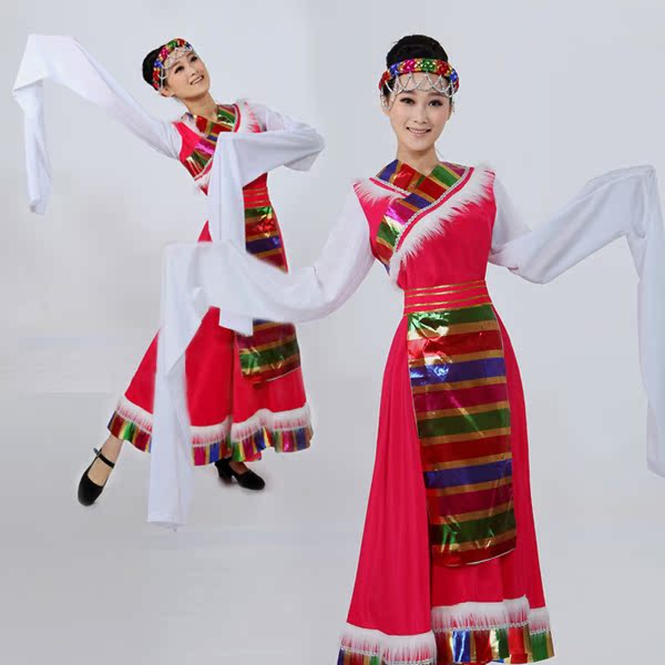 金婚坊 藏族舞蹈演出服装民族舞蹈服饰藏族女装 西藏舞台歌舞