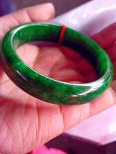 缅甸天然玉石翡翠手镯祖母绿干青铁龙生满绿玉镯子女款飘花玉手环
