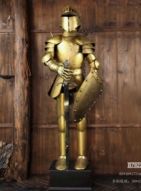 仿古风铁艺雕像武士酒吧装饰品