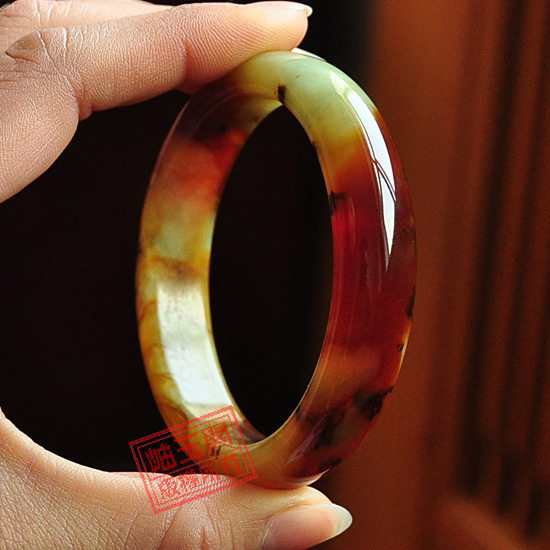 【岫玉阁】天然岫玉手镯玉石王料花玉◇内径59mm◇0388 暂|停售