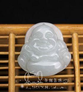老坑A货翡翠弥勒佛配证书吊坠