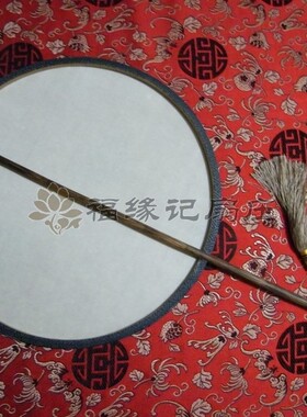 精品 团扇 宫扇 棕竹 桃丝竹 真丝双面 单露柄 宫扇（棕竹边）