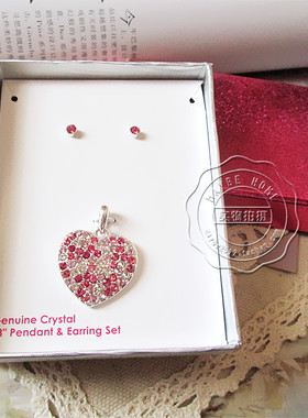 甜美风爱心镶钻吊坠项链