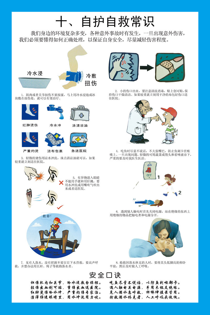 海报印制523设计展板素材9自护自救常识定制
