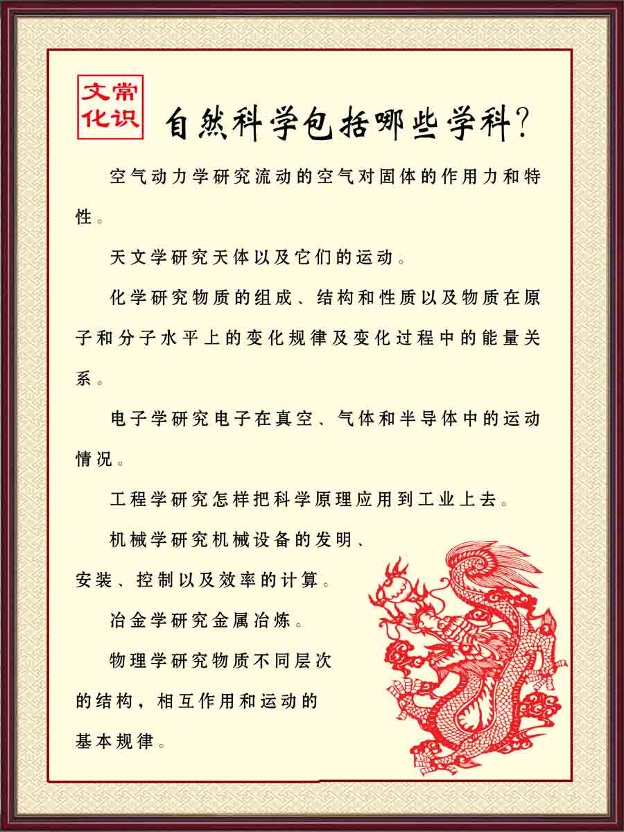 海报印制341海报展板1284文化常识 自然科学包括哪些学科