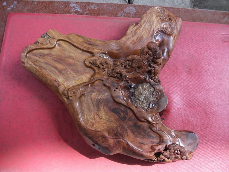 海南黄花梨 茶盘 茶台 茶道 摆件 根包石 收藏 海黄1106281