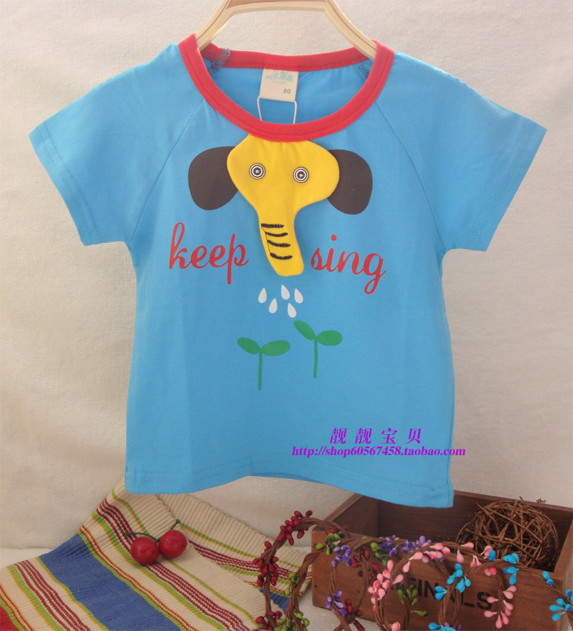 婴儿韩版卡通风男童短袖棉夏季