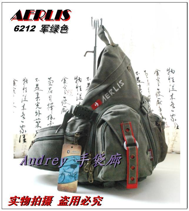 Sony memory stick USB Aerlis retro men's canvas chest bag oblique backpack bag triangle bag 6212 army green