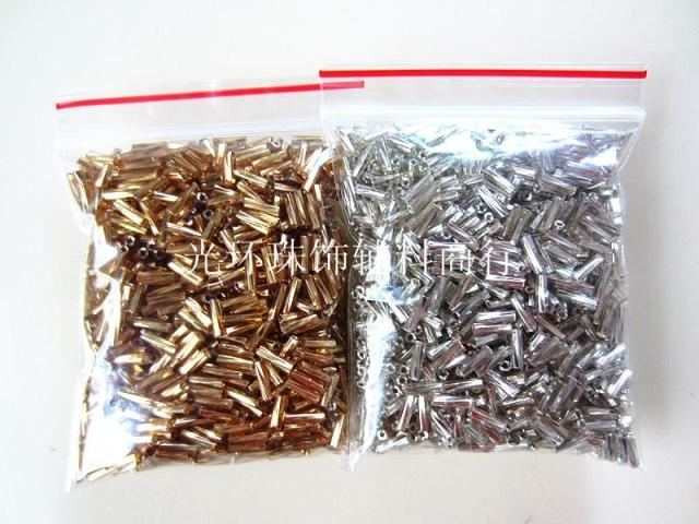 DIY管珠银色/金色银芯螺旋管珠6mm9mm12mm螺纹管珠45克串珠材料