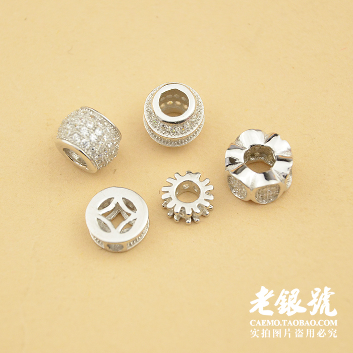 S925纯银微镶锆石钻隔片隔垫隔珠系列 老银号纯银DIY配件批A33发C