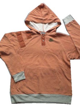 正品*日单PAPP沙洗桔色连帽毛圈套头衫150