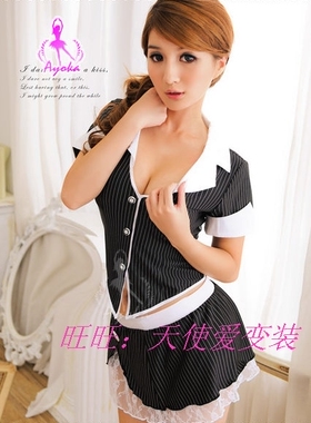 黑色条纹OL制服诱惑 秘书装教师装学生装COSPLAY夜店DS演出服装