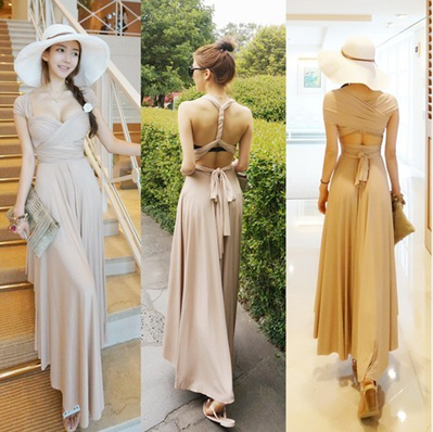 韓國女神名媛顯瘦連衣裙禮服裙波西米亞性感V領露背大擺雪紡長裙在類目 女裝/女士精品, 連衣裙中 - 來自Buy2taobao.com提供專業的淘寶代購服務
