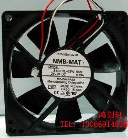 NMB 8020散热风扇直流8cm 3108NL-05W-B59 24v 0.19a三线双滚珠