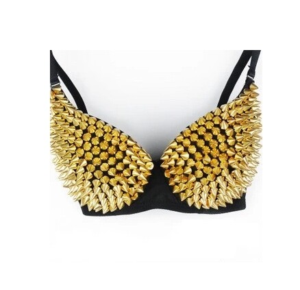 新款夜店性感铆钉文胸演出服酒吧女歌手舞台装女ds领舞服上衣