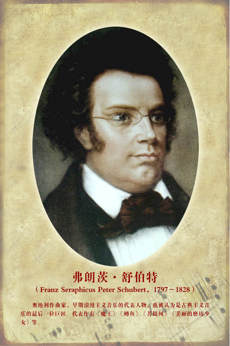 535海报展板素材58外国音乐家肖像 弗朗茨·舒伯特 个性定制