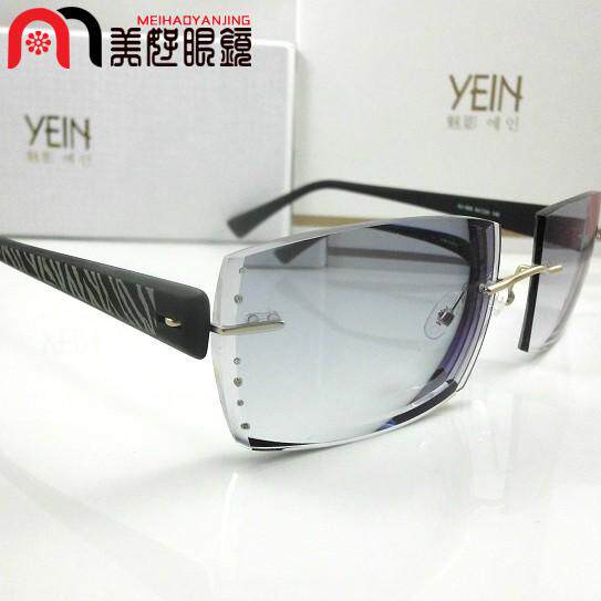美好眼镜 韩国YEIN魅影切边镶钻无框太阳眼镜高档近视太阳镜692