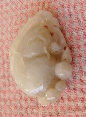 二十年前存货老手工老料和田籽玉---子孙万代吉祥挂件27.5克