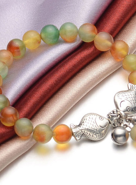 天然水晶孔雀玛瑙亲嘴鱼时尚饰品